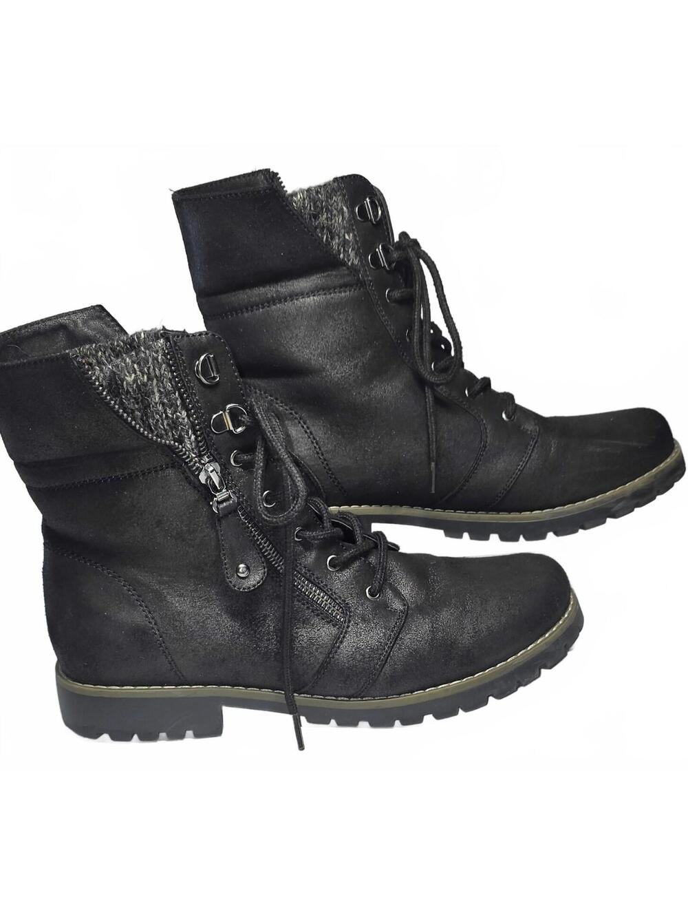Womens Size 9 Cliffs by White Mountain Pembroke Black Lace-Up Combat Boots Lined